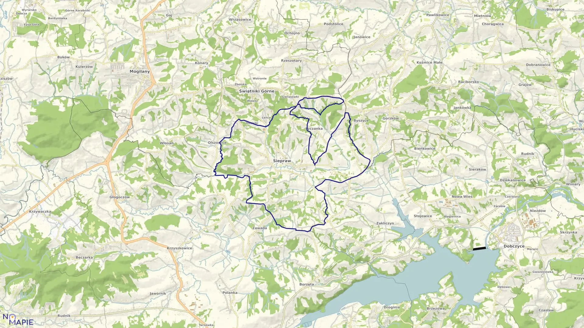 Mapa obrębu Siepraw w gminie Siepraw