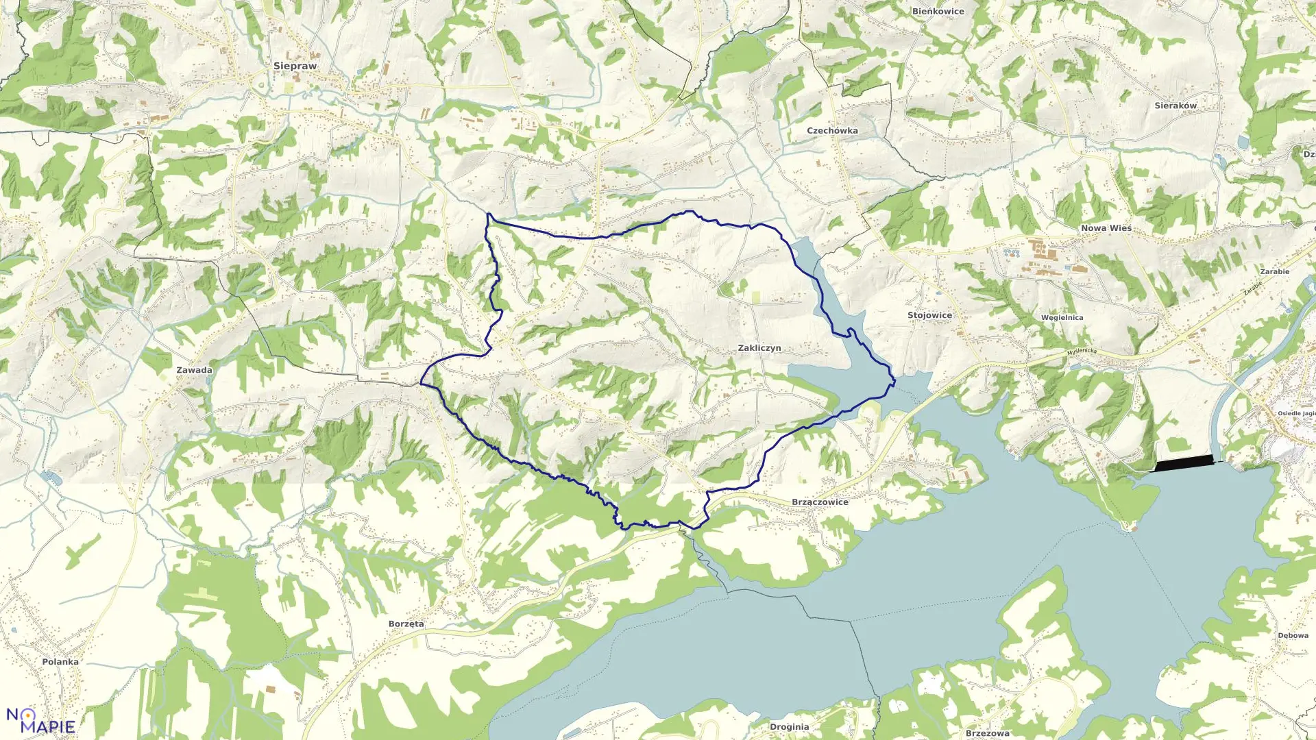 Mapa obrębu Zakliczyn w gminie Siepraw